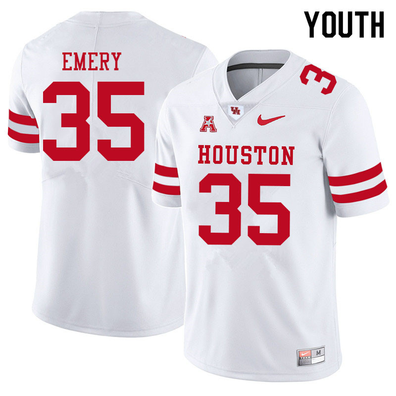 Youth #35 Jalen Emery Houston Cougars College Football Jerseys Sale-White - Click Image to Close